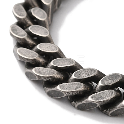 Vacuum Plating 201 Stainless Steel Cuban Link Chain Bracelets for Women Men BJEW-H612-02AS-1