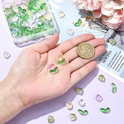 Spray Painted Transparent Glass Beads GLAA-YW0003-76-1
