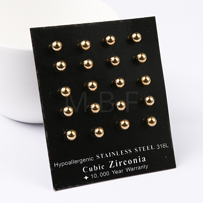 304 Stainless Steel Ball Stud Earrings EJEW-5558-5mm-G-1