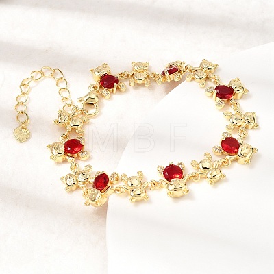 Brass Micro Pave Cubic Zirconia Link Chain Bracelets for Women BJEW-D457-01G-01-1