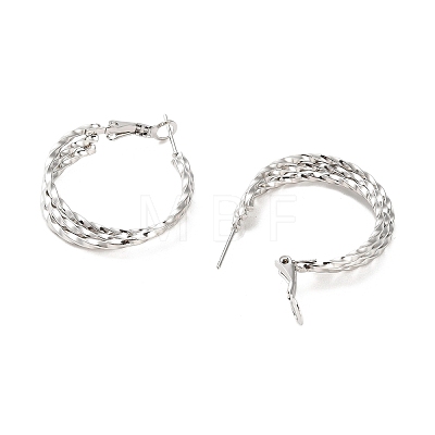 202 Stainless Steel Triple Hoop Earrings EJEW-C076-05P-1