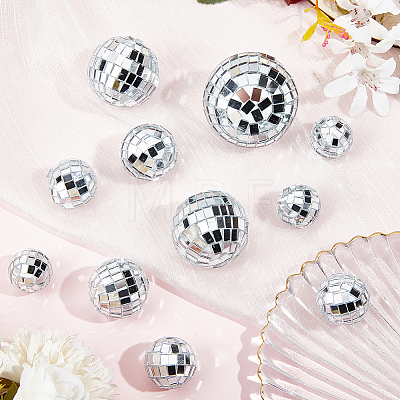 CRASPIRE 11Pcs 5 Style Plastic & Glass Disco Ball Cake Decorations FEPA-CP0001-01-1