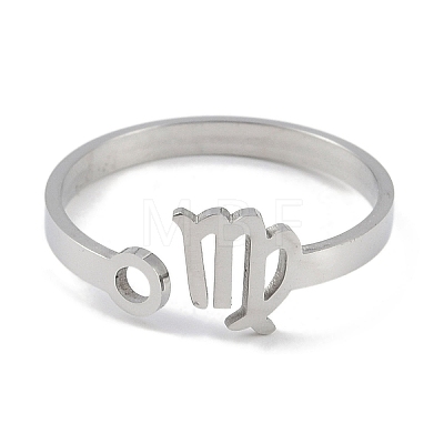 Non-Tarnish Constellations 304 Stainless Steel Open Cuff Ring for Women RJEW-L122-001P-09-1