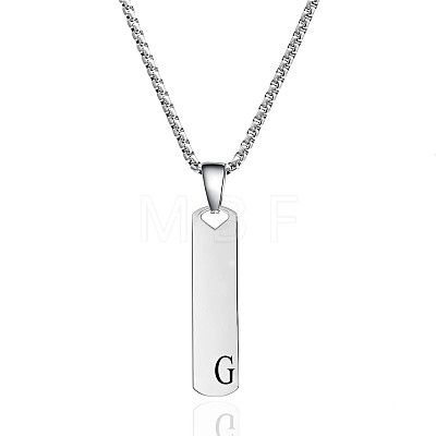 304 Stainless Steel Rectangle with Letter Pendant Box Chain Necklaces FS-WGD7C78-07-1