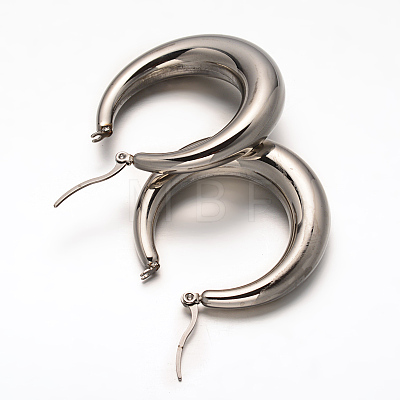 Ring 304 Stainless Steel Hoop Earrings X-EJEW-O032-02P-1