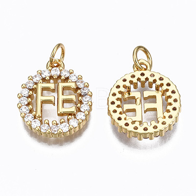 Brass Micro Pave Clear Cubic Zirconia Pendants ZIRC-N039-137-NF-1
