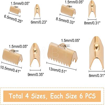 Unicraftale 304 Stainless Steel Ribbon Crimp Ends STAS-UN0011-40G-1