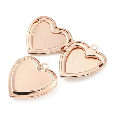 Rack Plating Heart Brass Locket Pendants KK-T071-11RG-1