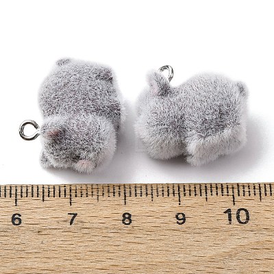 Animal Flocking Resin Pendants RESI-A049-03F-1