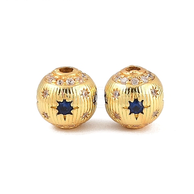 Brass Micro Pave Cubic Zirconia Beads KK-H533-02G-1