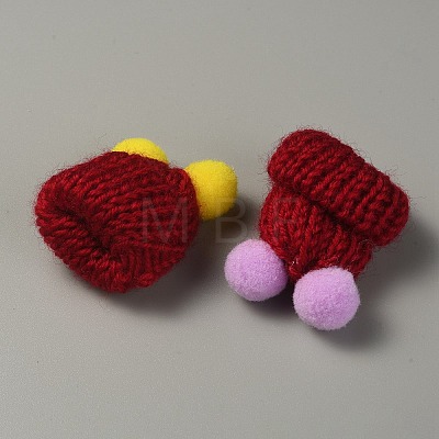 Woolen Crochet Mini Hat with Double Pom Pom Ball DIY-WH0032-56A-1