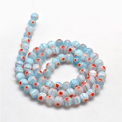 Round Millefiori Glass Beads Strands LK-P001-22-1