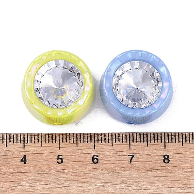 UV Plating Iridescent Acrylic with Rhinestone Beads X-OACR-B021-07-1