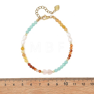 Faceted Natural Yellow Opal & Amazonite & Carnelian Beaded Bracelets for Women BJEW-JB14487-1
