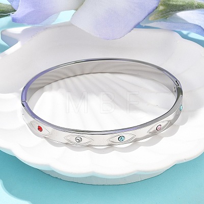 Eye 304 Stainless Steel Rhinestone Bangles for Women BJEW-Z092-09P-1