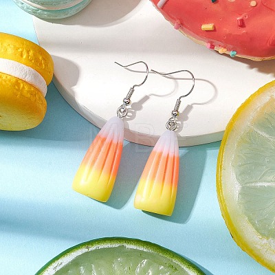 Candy Corn Resin Dangle Earrings EJEW-JE05863-1