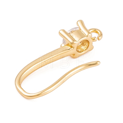Rack Plating Brass Cubic Zirconia Earring Hooks KK-S374-05G-07-1