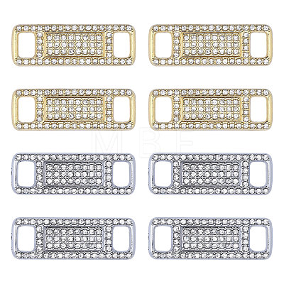 Globleland 8Pcs 2 Colors Alloy Rhinestone Shoelace Buckle FIND-GL0001-76-1