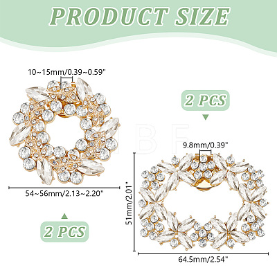 AHADERMAKER 4Pcs 2 Styles Rectangle & Flower Brass Rhinestone Shoe Decorations AJEW-GA0006-93-1