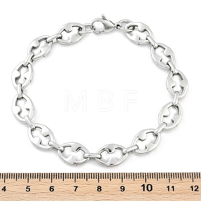 304 Stainless Steel Oval Link Chain Bracelets for Women Men BJEW-F488-48B-P-1