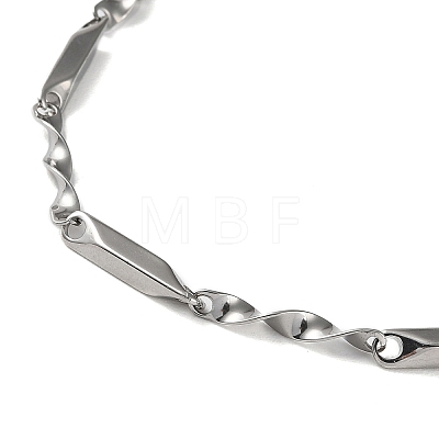 201 Stainless Steel Twist Bar Link Chain Necklaces for Men Women NJEW-G112-04P-1