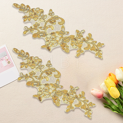 2Pairs Leaves Polyester Embroidery Ornaments Accessories DIY-GF0014-46C-1