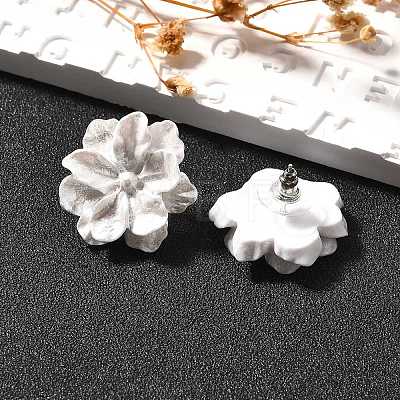 Alloy & 925 Sterling Silver & Acrylic Stud Earrings LS-EJEW-Q013-09A-1