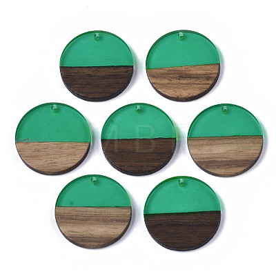 Transparent Resin & Walnut Wood Pendants RESI-S358-02B-H57-1