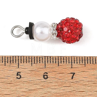 Christmas Handmade Polymer Clay with Rhinestone Pendants PALLOY-JF06037-02-1