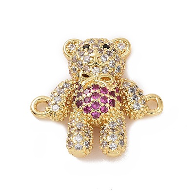 Brass Micro Pave Cubic Zirconia Connector Charms ZIRC-P107-01G-1