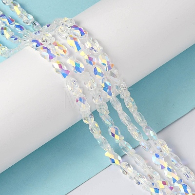 Transparent Electroplate Glass Beads Strands EGLA-F157-HR02-1