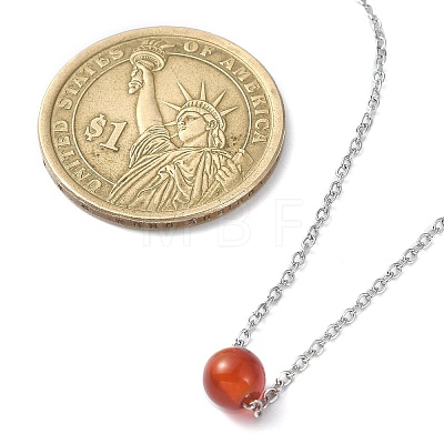 Natural Carnelian Round Bead Pendant Necklaces NJEW-JN04551-05-1