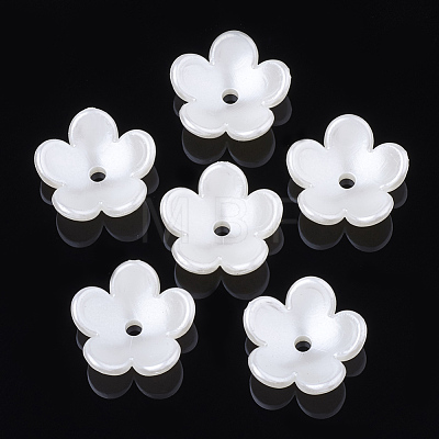 4-Petal ABS Plastic Imitation Pearl Bead Caps OACR-S020-32-1
