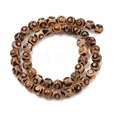 Natural Tibetan 3-Eye dZi Agate Beads Strands G-A240-A02-01-1