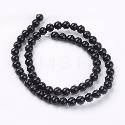 Natural Black Onyx Beads Strands X-G-H1567-6MM-1
