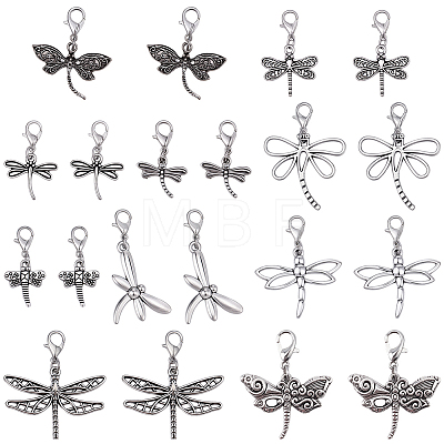40Pcs 10 Styles Alloy Dragonfly Pendant Decorations HJEW-BM00039-1