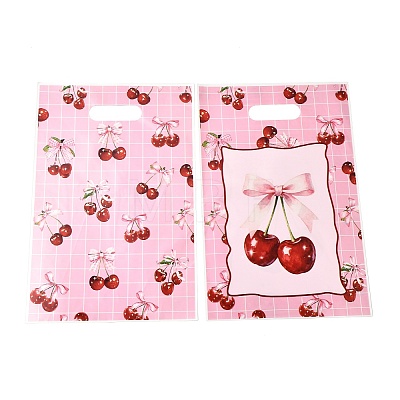 50Pcs 2 Styles Cherry Printed Plastic Gift Storage Tote Bags PL-CBAAD12-01-1