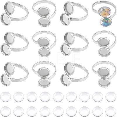 Unicraftale DIY Flat Round Blank Dome Cuff Ring Making Kit STAS-UN0039-45-1