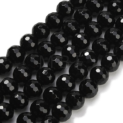 Natural Black Onyx Beads Strands G-C280-B01-8mm-1