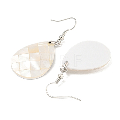 Rack Plating Brass Natural White Shell Dangle Earrings EJEW-N055-52B-1