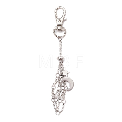 Moon Alloy Swivel Lobster Claw Clasps & Brass Cable Chains AJEW-JB01337-02-1