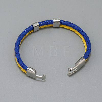 Flag Color Imitation Leather Double Line Cord Bracelet with Alloy Clasp GUQI-PW0001-088-1