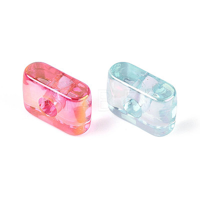 UV Plating Transparent Acrylic European Beads OACR-M027-02I-1