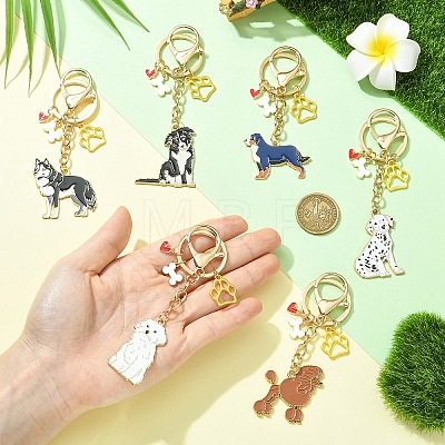 6Pcs 6 Styles Alloy Enamel Keychain HJEW-YW00562-1