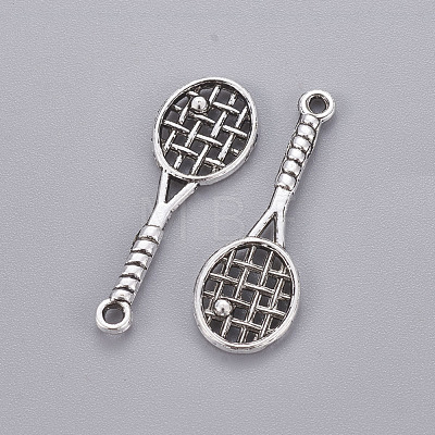 Tibetan Style Alloy Tennis Racket Pendants TIBEP-1020-AS-LF-1