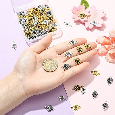 80Pcs 4 Styles Tibetan Style Links/Connectors TIBEB-YW0001-39-1
