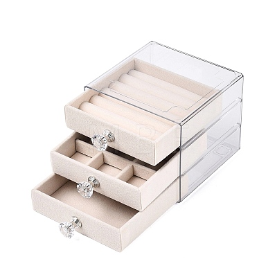 3-Tier PET Plastic Jewelry Storage Drawer Boxes CON-N016-08A-1