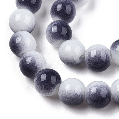 Two Tone Opaque Baking Painted Glass Beads Strands DGLA-Q027-8mm-04-1
