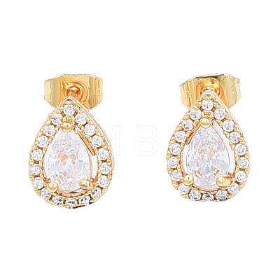 Cubic Zirconia Teardrop Stud Earrings EJEW-N011-61B-1