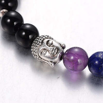 Stretch Buddhist Jewelry Multi-Color Gemstone Chakra Bracelets BJEW-JB01687-06-1